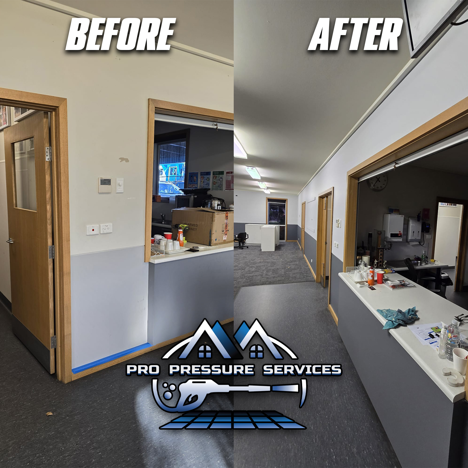 Office space renovation before and after