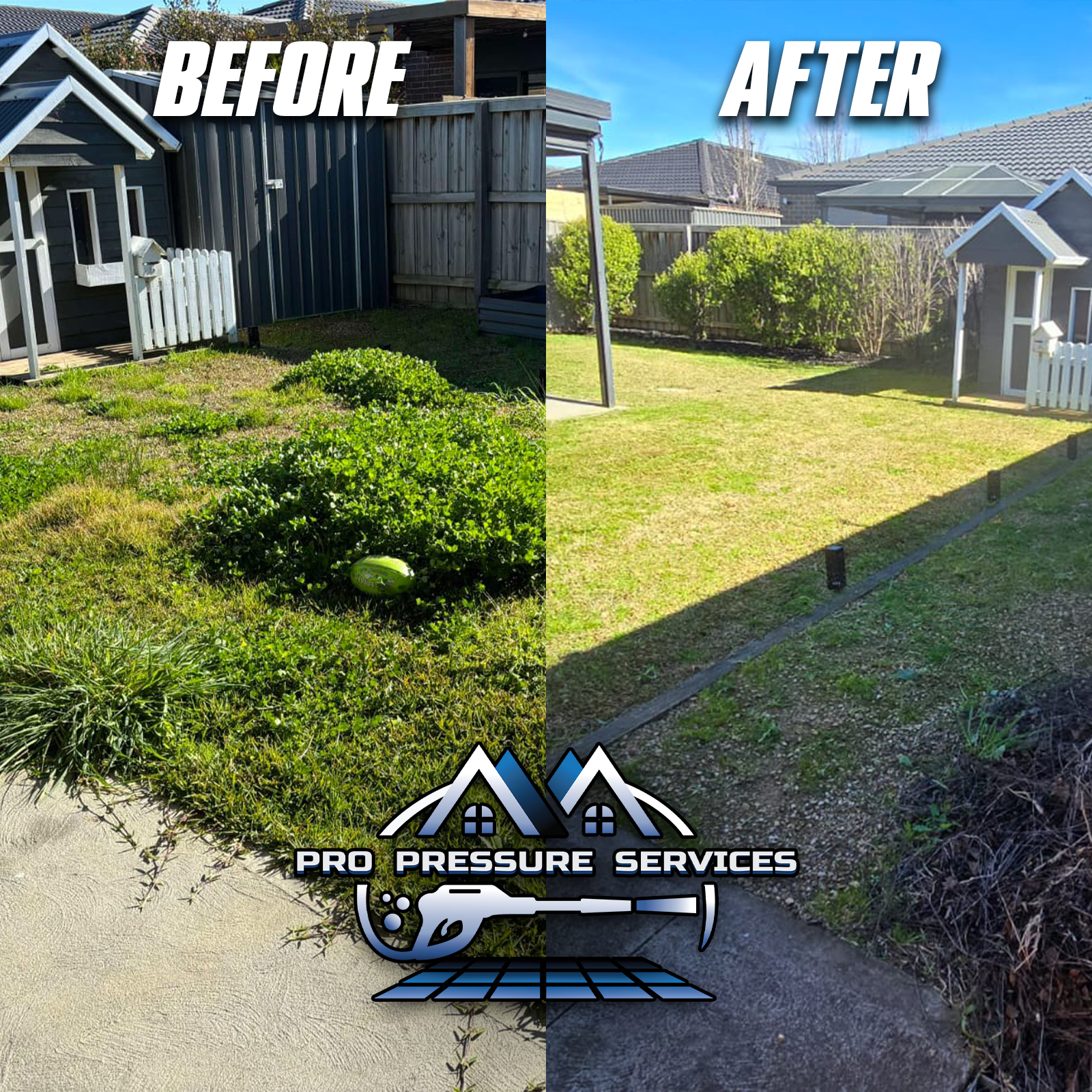 Garden and lawn maintenance before and after in Melbourne