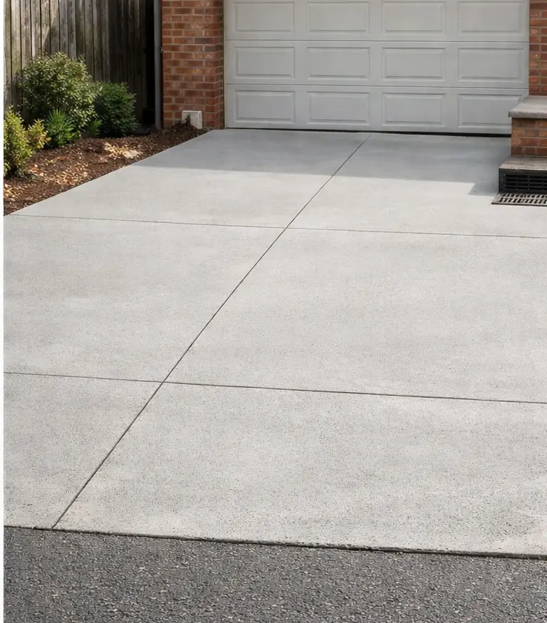 The same driveway blasted back to clean bare concrete after pressure washing