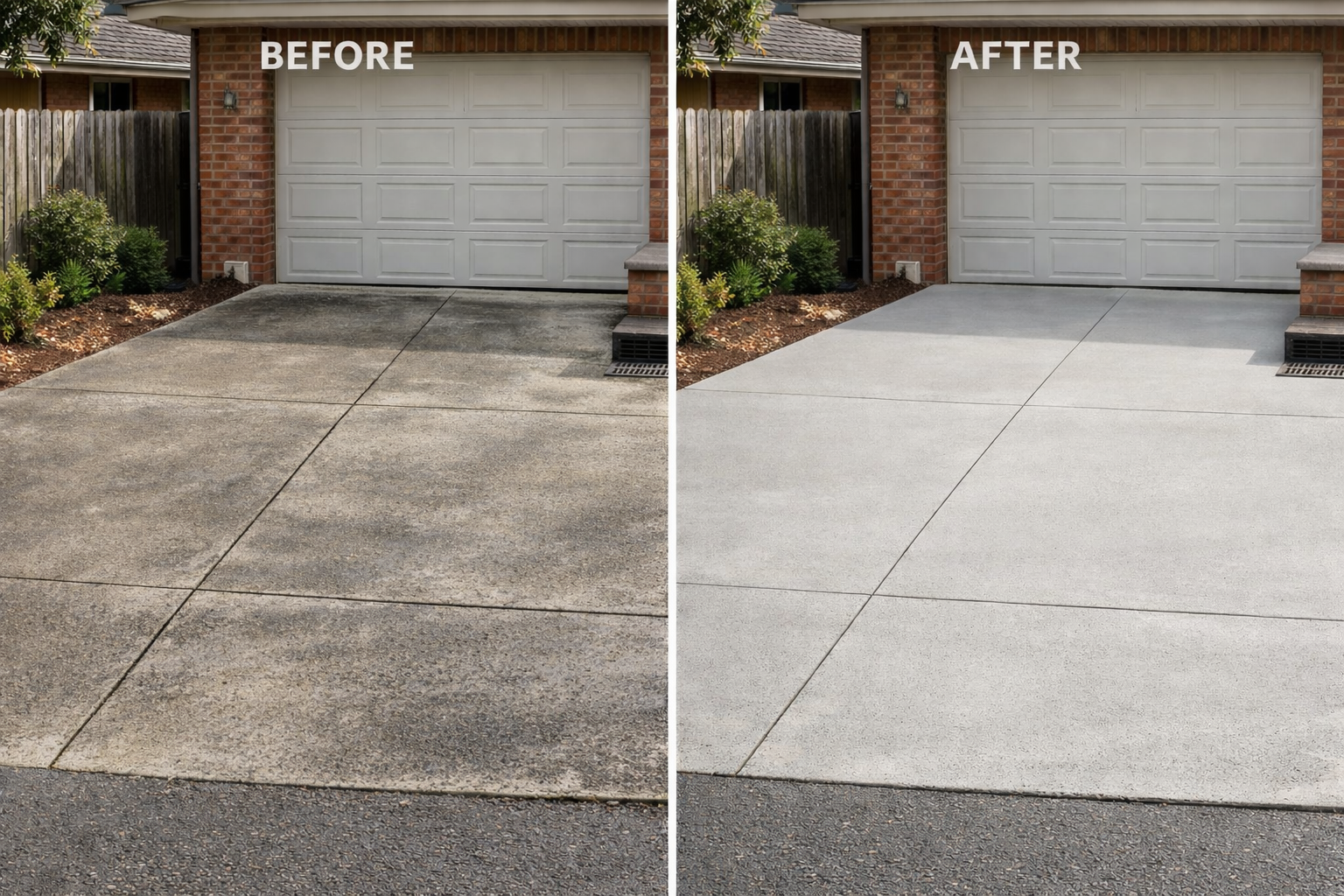 Driveway pressure washing before and after transformation - Melbourne